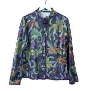 Mislook Purple Floral Button Down Top Women Sz XL